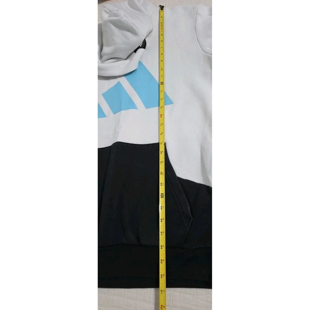 Adidas Color Block Hoodie Pullover Mens Sz XL White Black Teal Long Sleeve Y2K‎